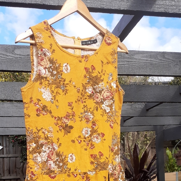 Vintage Ishka Short Pinnafore Dress - cotton corduroy - Picture 2 of 9